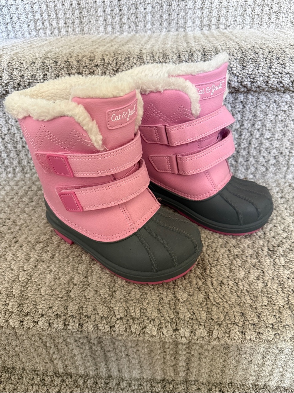 Cat & Jack Pink and Gray Waterproof Kids Snow Boots